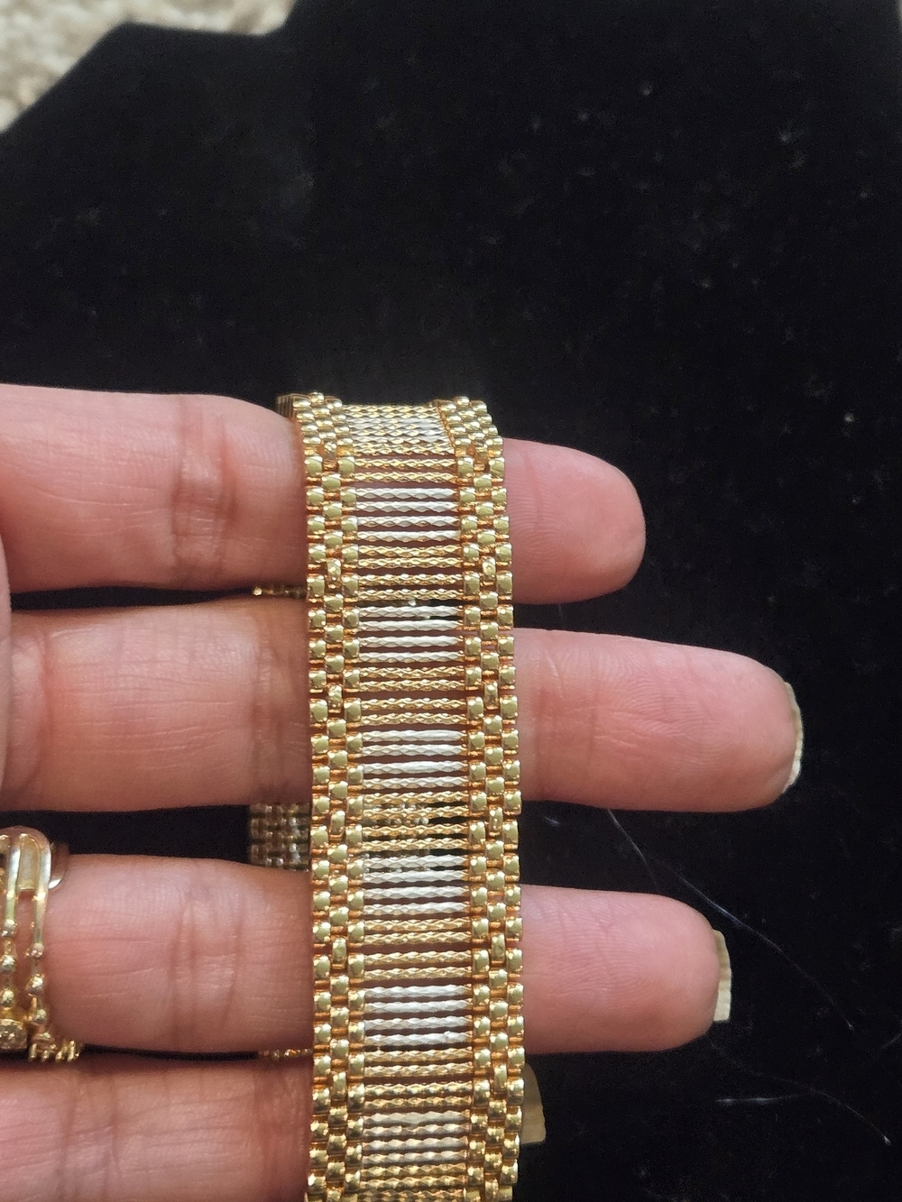 22kgp Dubai Jewelry Gold and Silver Two-Tone Woven Bracelet - Women Jewelry